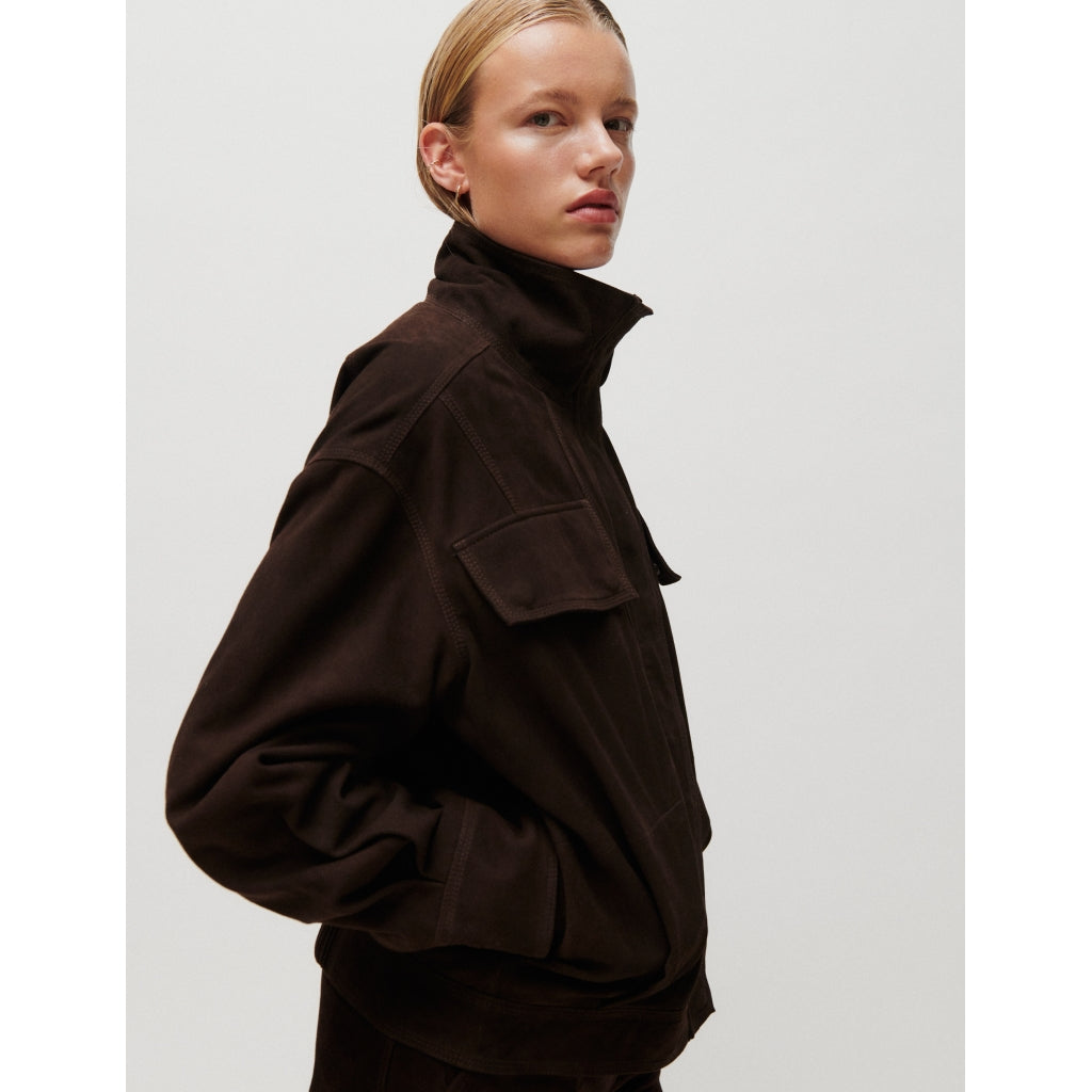 Maluma Java Suede Funnel Neck Jacket