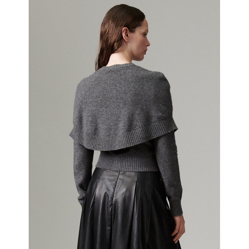Ellie Grey Melange Poncho Knit Top