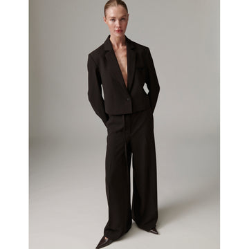 Edie Ganache Cropped Brown Blazer