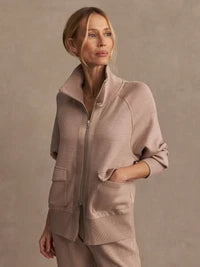 Roxbury Taupe Marl Zip Through Sweater
