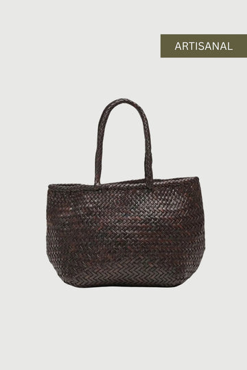 Brown Woven Leather Classic Tote Bag