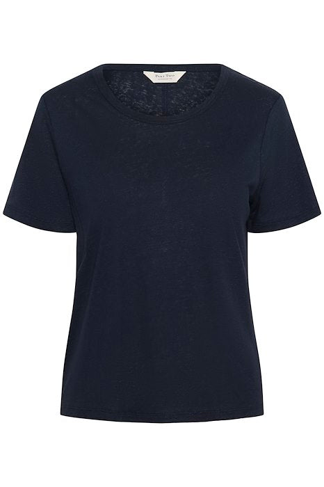 Nacima Navy Linen Mix TShirt