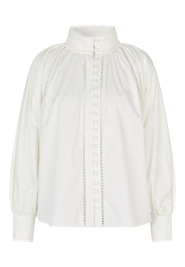 Monia White Blouse with Collar