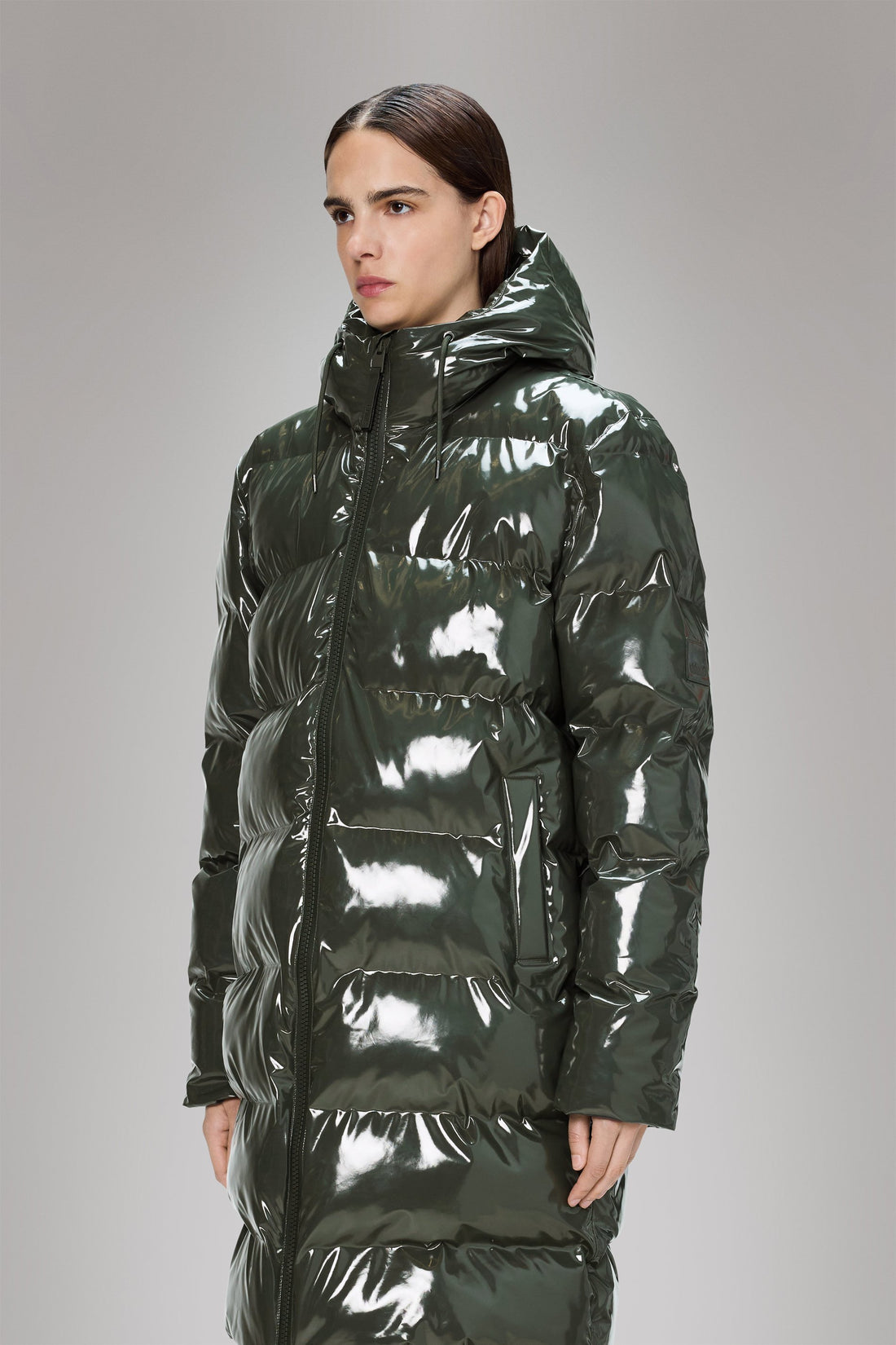 Alta Long Puffer Jacket in Swamp