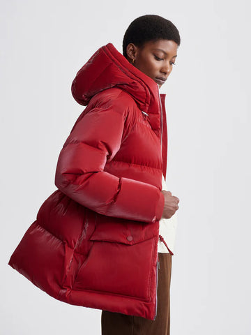 Fullerton Red Dahlia Puffer Coat