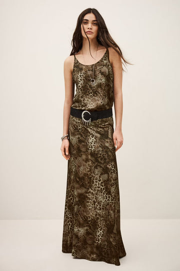 Ciria Green Print Maxi Skirt