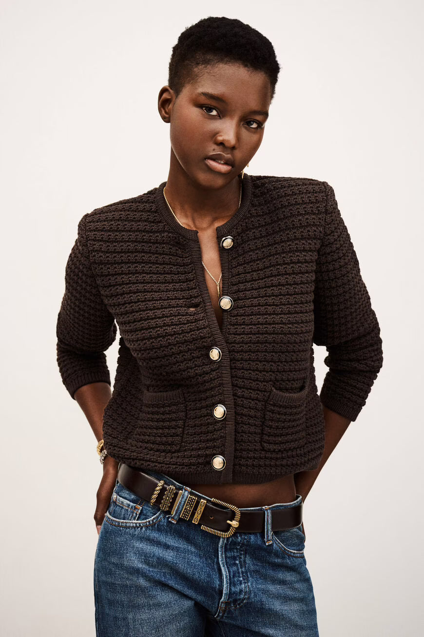 Gaspard Chocolate Knit Cardigan