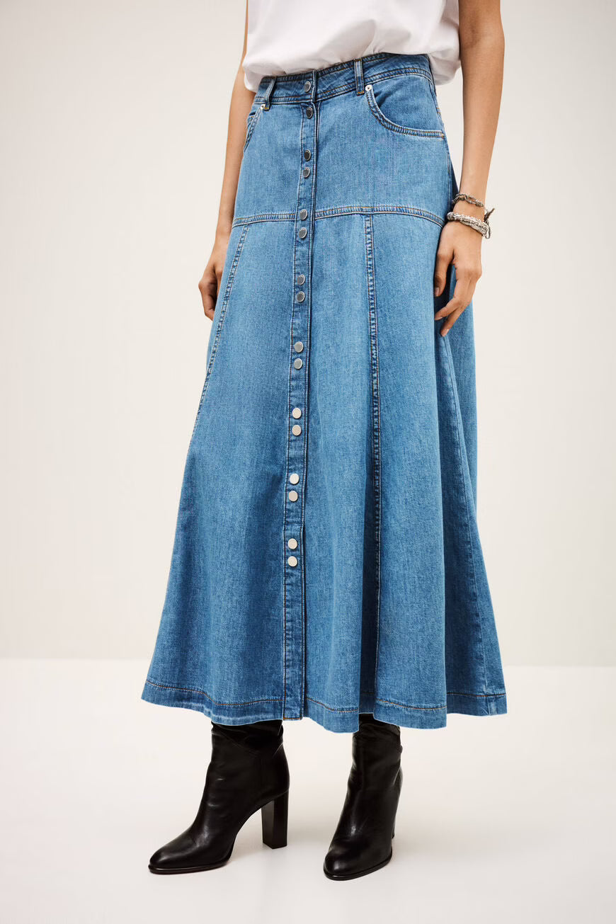 Laddies Long Flared Denim Skirt