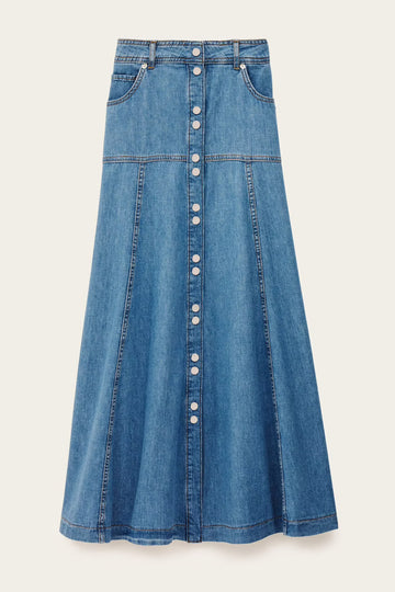 Laddies Long Flared Denim Skirt