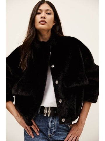 Paros Chocolate Faux Bomber Jacket
