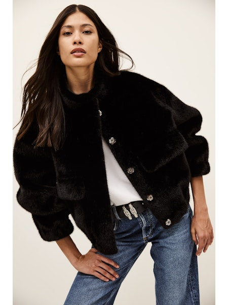Paros Chocolate Faux Bomber Jacket