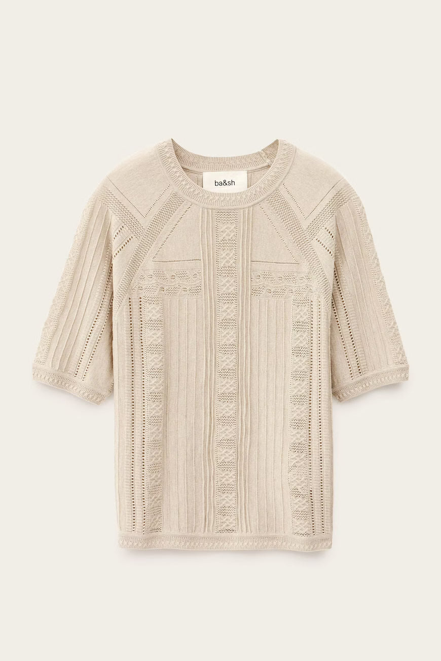 Philo Short Sleeve Beige Pullover