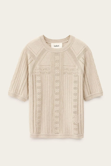 Philo Short Sleeve Beige Pullover