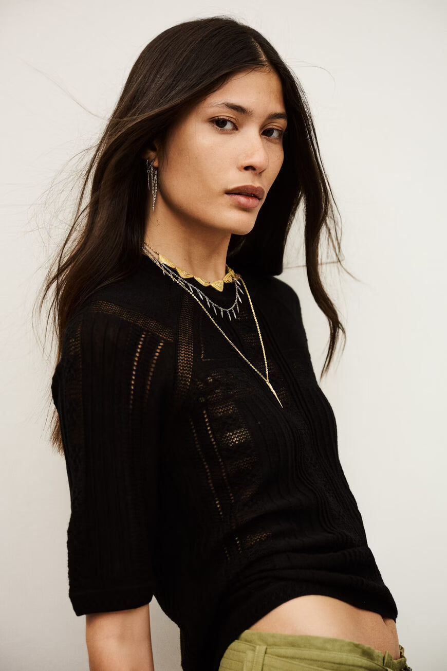 Philo Short Sleeve Black Pullover
