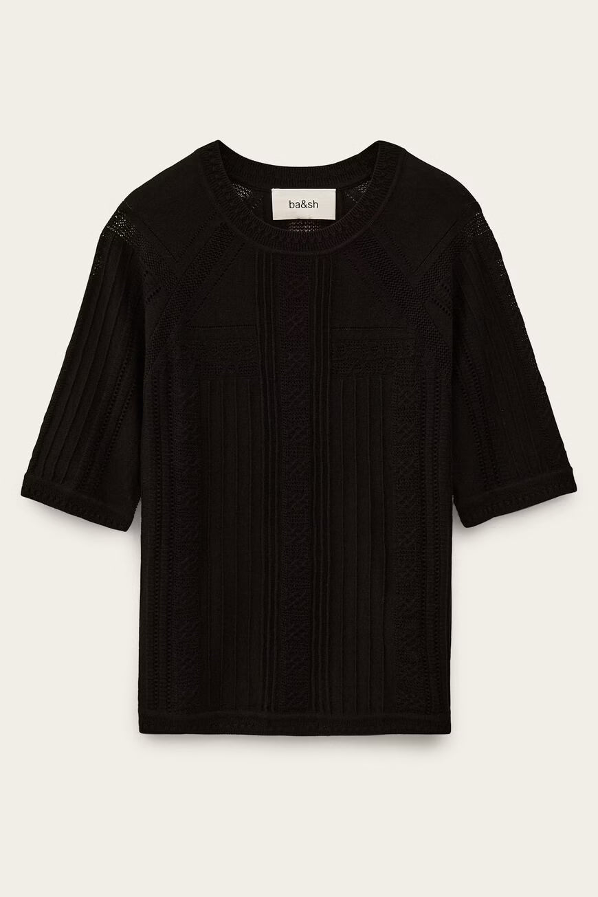 Philo Short Sleeve Black Pullover
