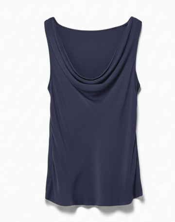 Paris Navy Cowl Neck Top