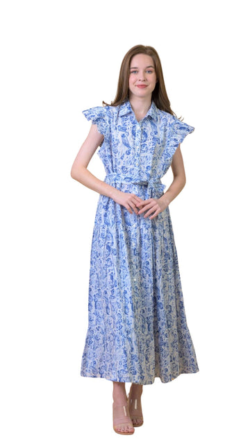 Longbeach Dress in Cleo Blue