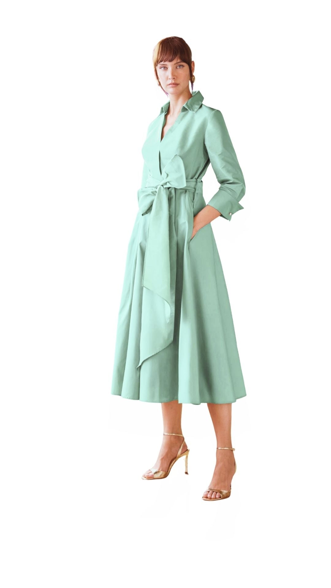 Aqua Blue Taffeta Shirt  Dress