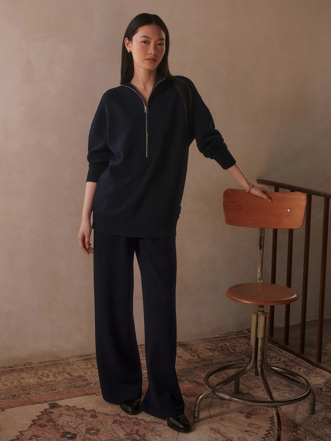 Masie Longline Navy Sweatshirt