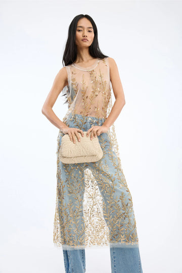 Barika Gold Sheer Dress
