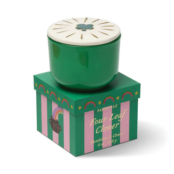 Green Four Leaf Clover Candle with Glass Lid