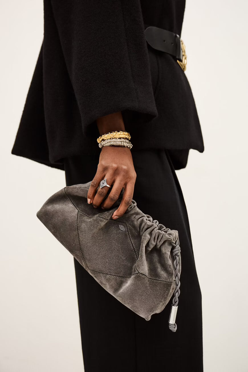 June Grey Suede Bag