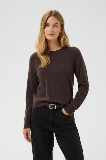 Evina Puff Shoulder Brown Cashmere Sweater