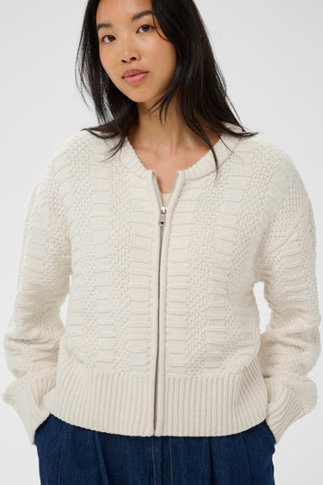 Aneila Whisper White  Zip Cardigan