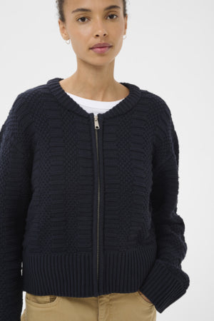 Aneila Dark Navy Zip Cardigan