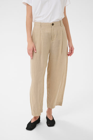 Nettas Neutral Pinstripe Linen Trousers