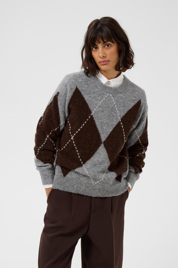 Sorayas Brown Grey Check Sweater