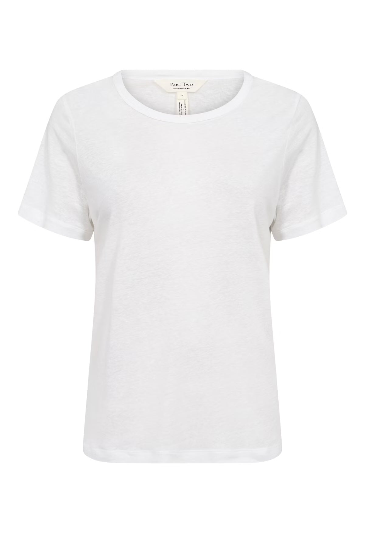 Nacima White Linen Mix Round Neck TShirt