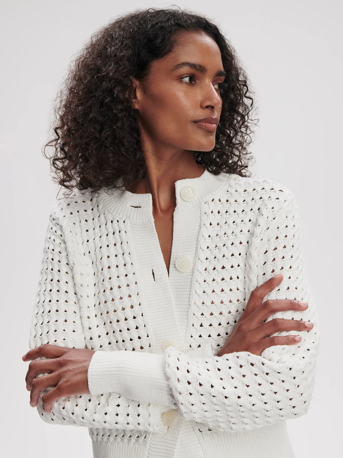 Bettina Textured White Knit Jacket