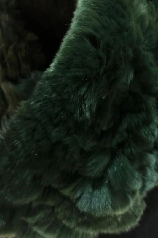 Dark Green Rex Rabbit Fur Single Snood