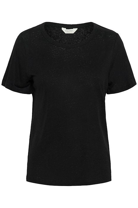 Nacima Black Linen Mix T Shirt