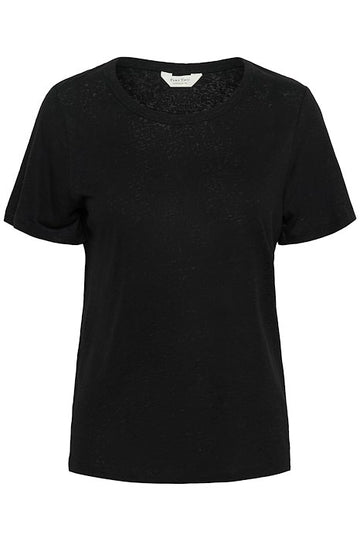 Nacima Black Linen Mix T Shirt