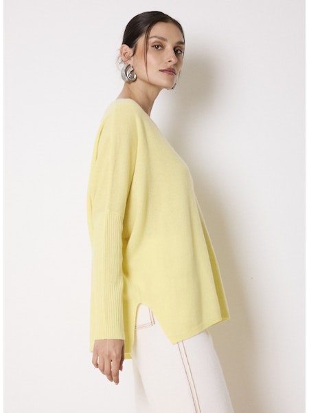 Faustine Fade Yellow Cashmere V Neck