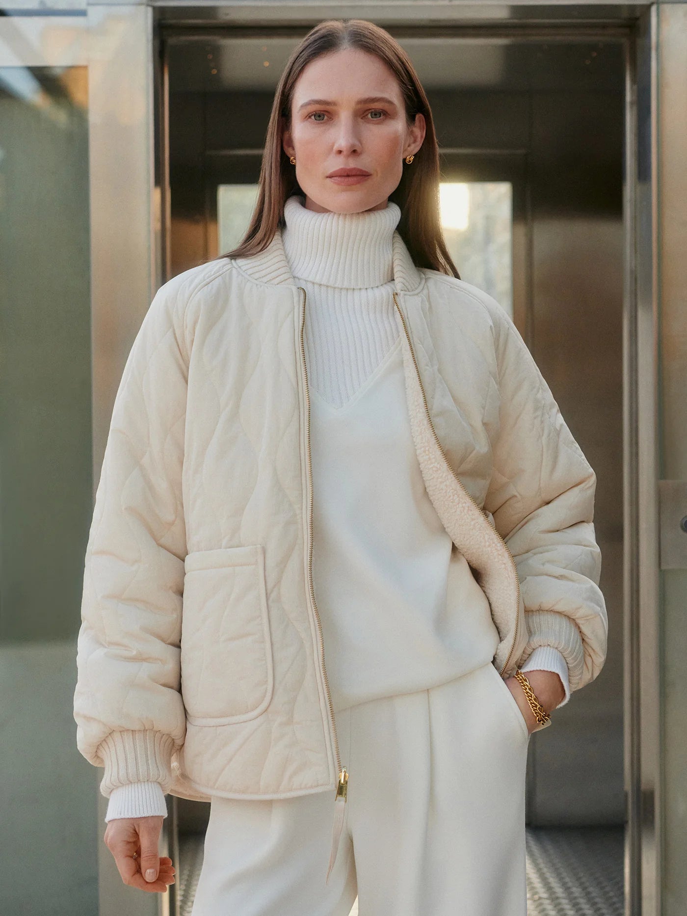 Serina Reversible Quilted Sandshell Jacket