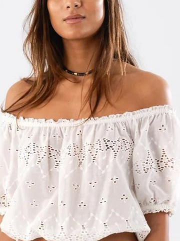 Krabill Crop Cotton broderie anglaise Top by Lollys Laundry at Jessimara.com,