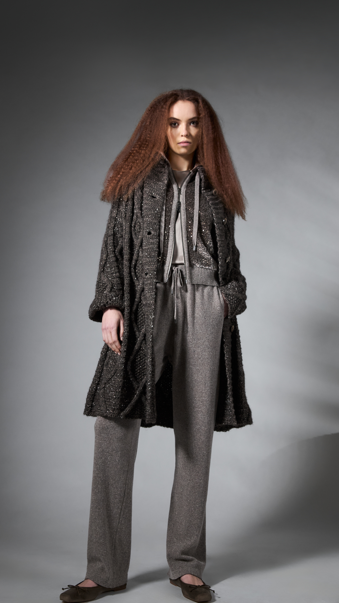 Brown Chunky Mix Cardigan Coat