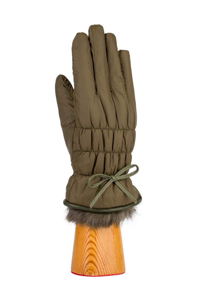 Waterproof Rabbit Fur Cuff Gloves Green