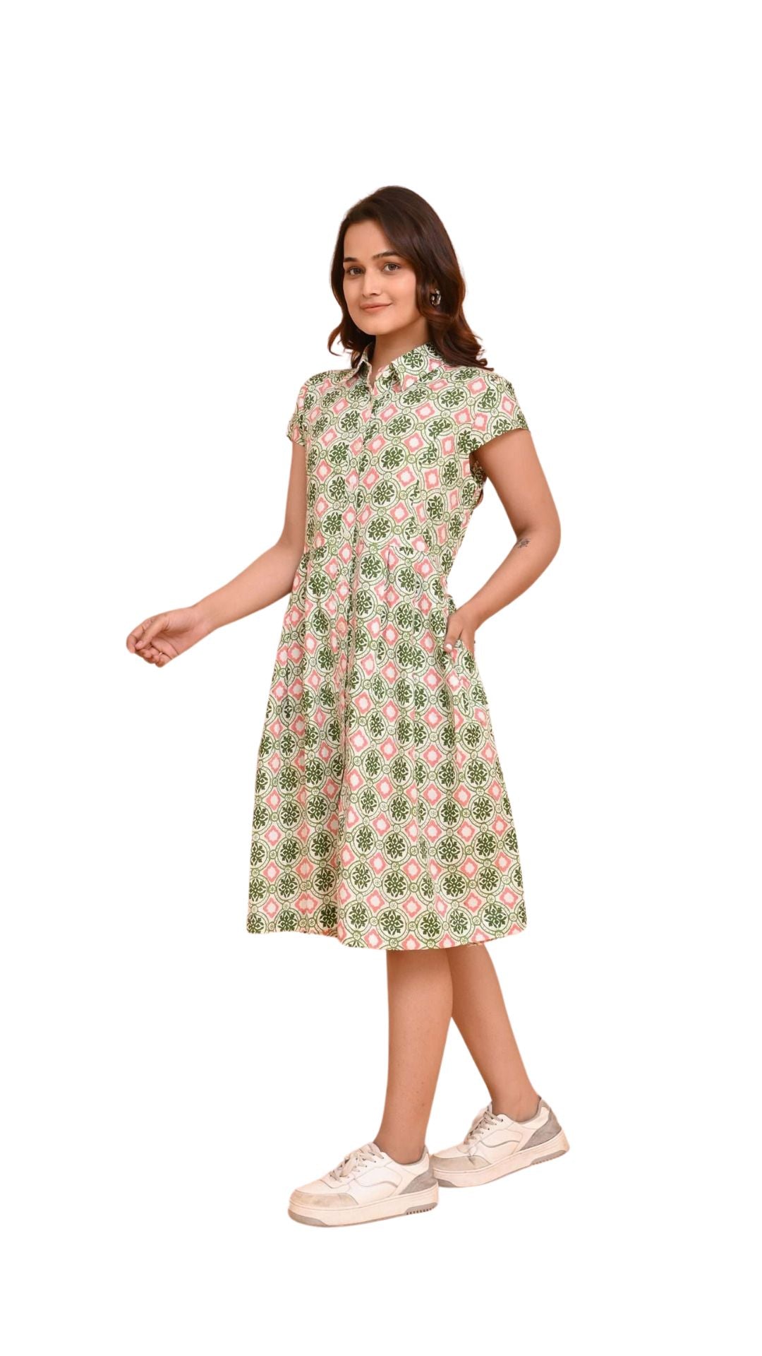 Arlington Pelican Green Coral Print