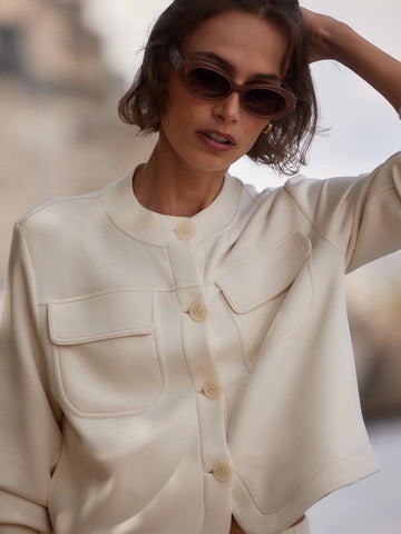 Hartwell Pristine Creme Button Sweat Jacket