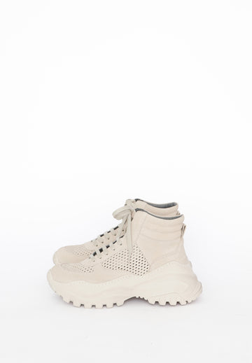 Beige suede trainer boot