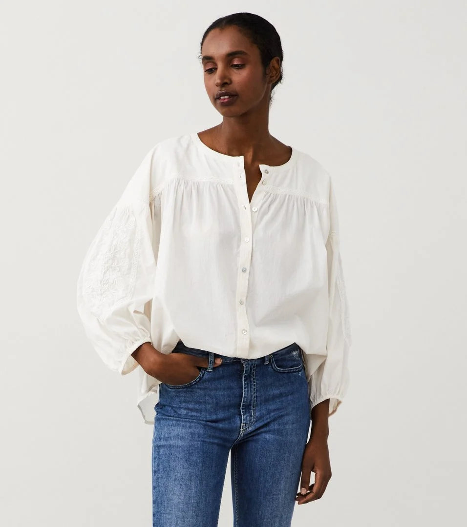 Emerson Blouse in White Rose