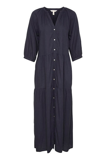 Nataliya Navy Linen Maxi Dress