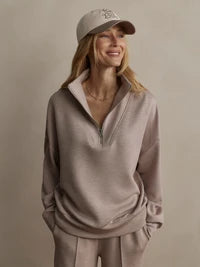 Hawley Taupe Marl Half Zip Sweatshirt