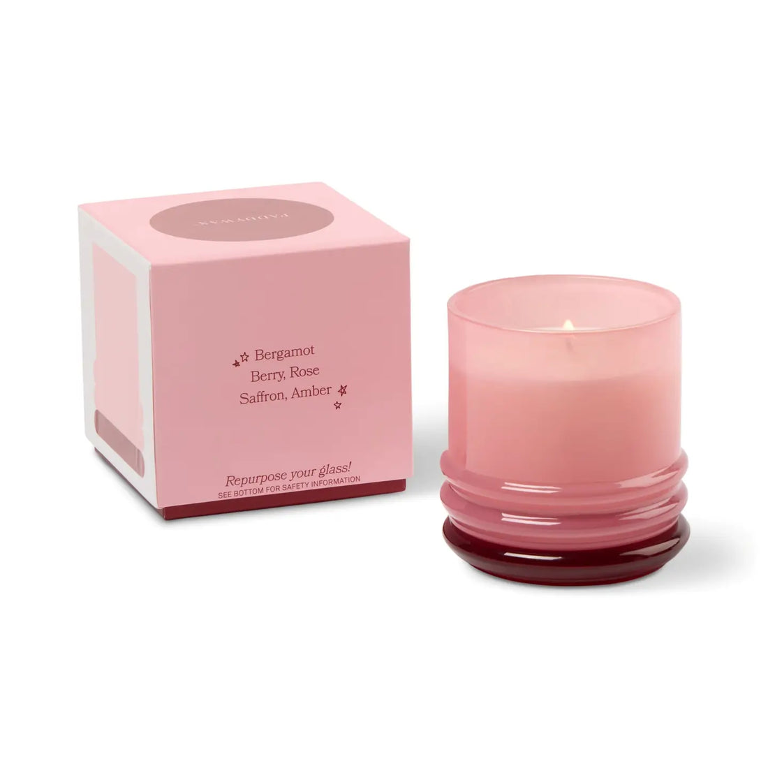 Glass Candle Pink and Red - Saffron Rose