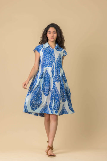Arlington Emperor White Blue Dress