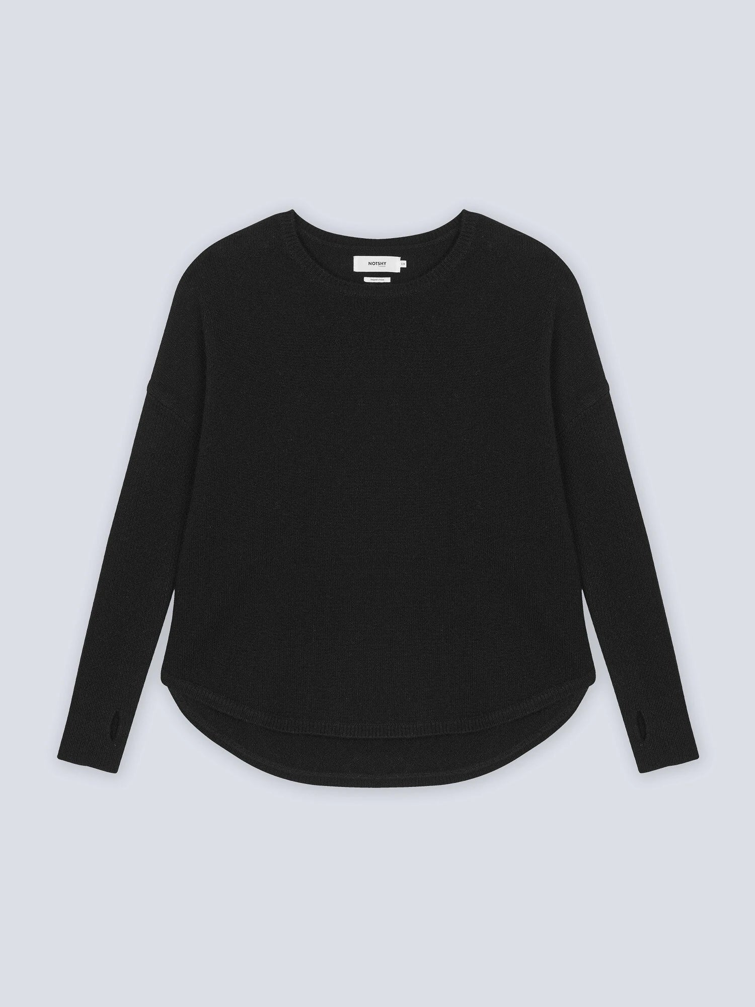 Arya Black Cashmere Round Neck Poncho Jumper